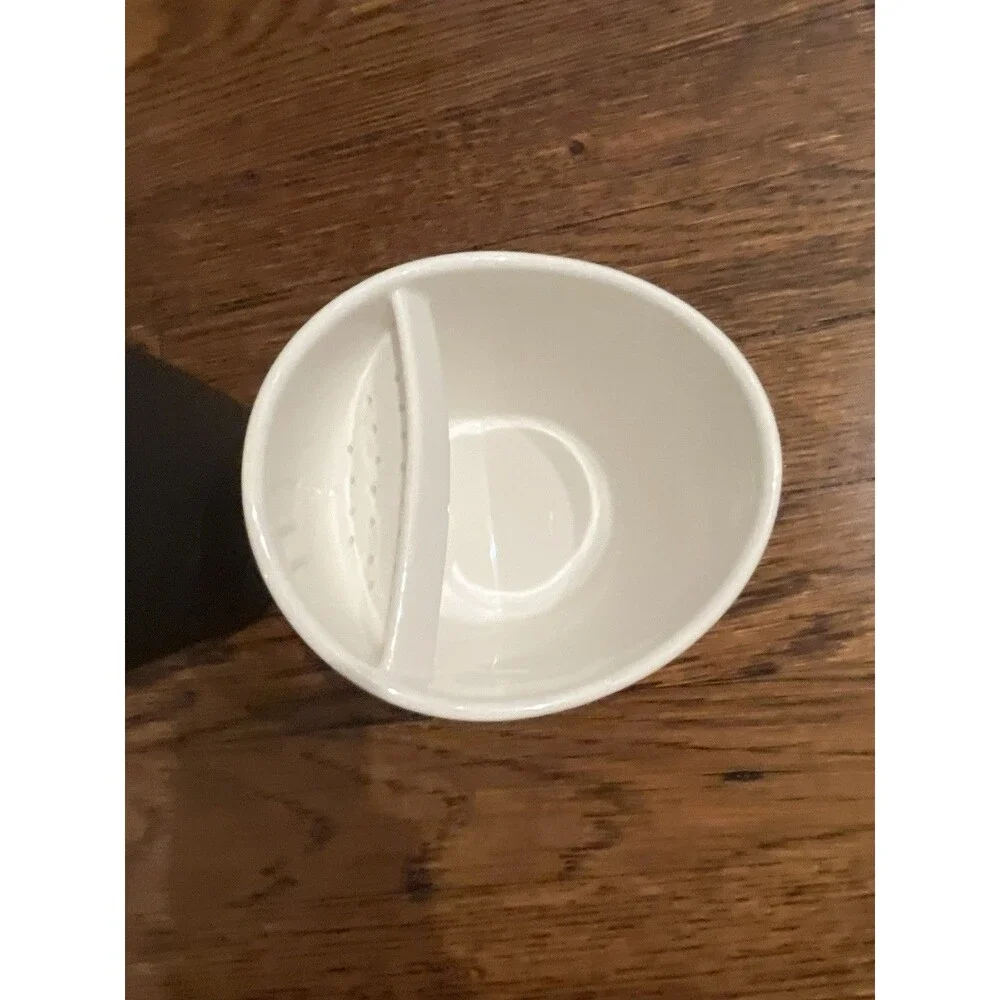 2 - White & Black Cuptone Tilting Teacup w/ Built-In Strainer for Loose Leaf Tea